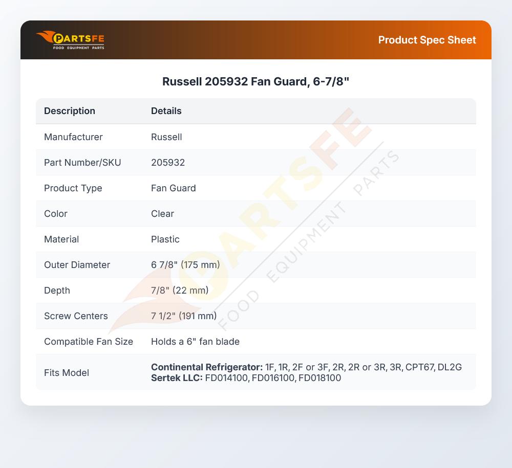 Russell 205932 Fan Guard, 6-7/8"