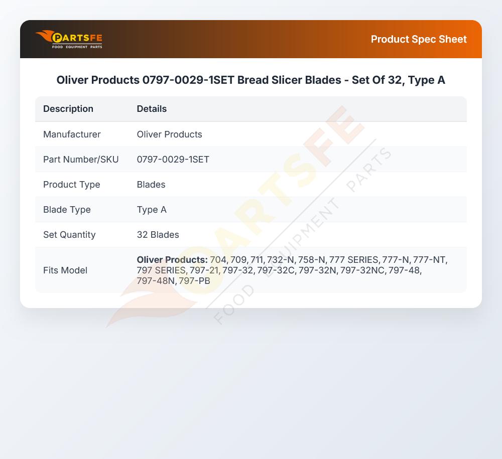 Oliver Products 0797-0029-1SET Bread Slicer Blade