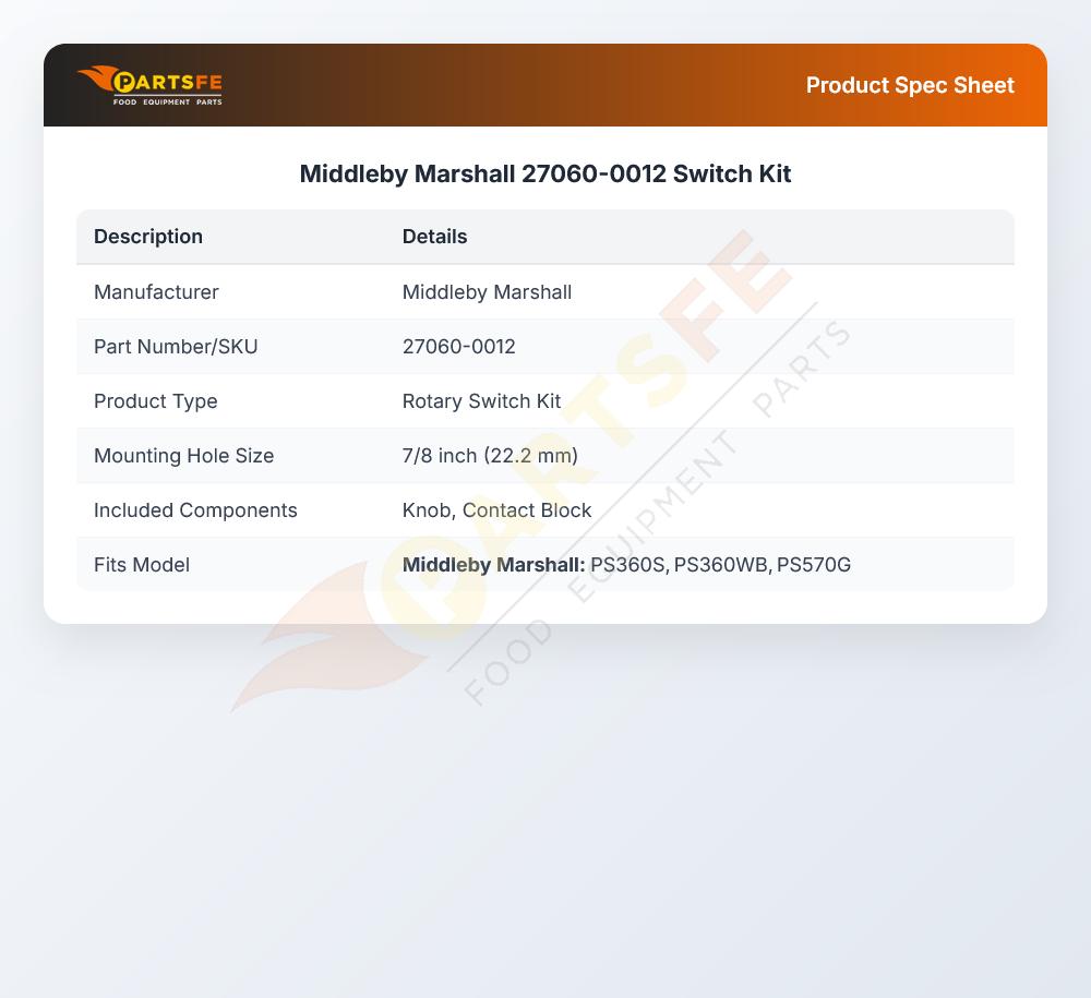 Middleby Marshall 27060-0012 Switch Kit