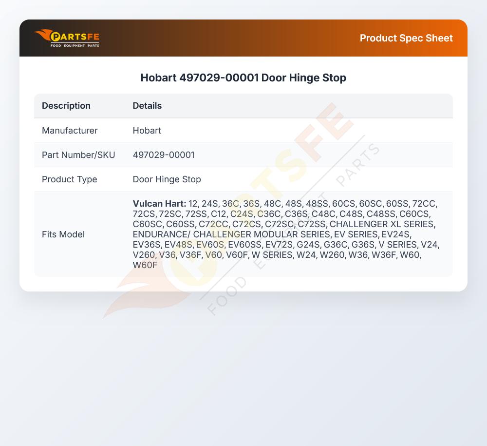 Hobart 497029-00001 Door Hinge Stop