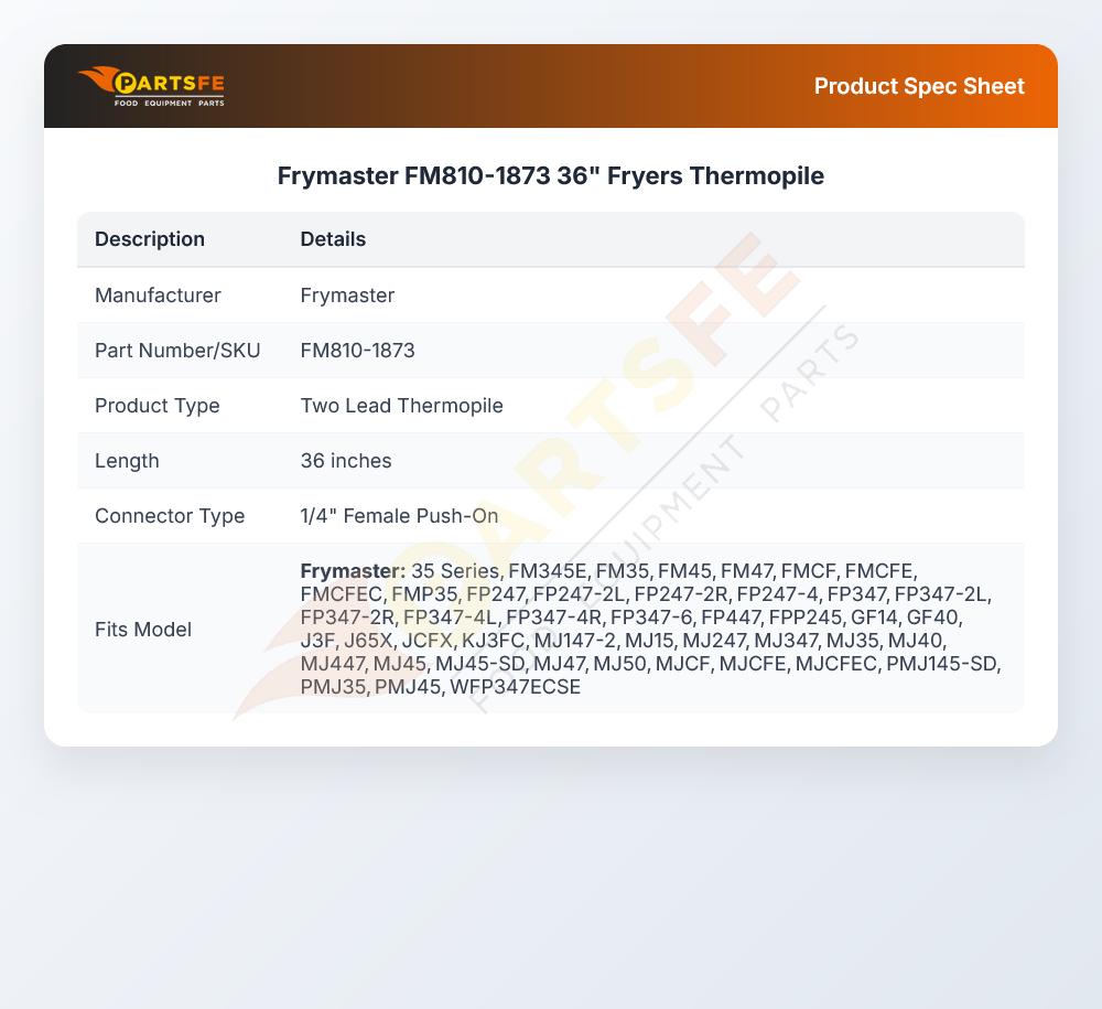 Frymaster FM810-1873 36" Fryers Thermopile