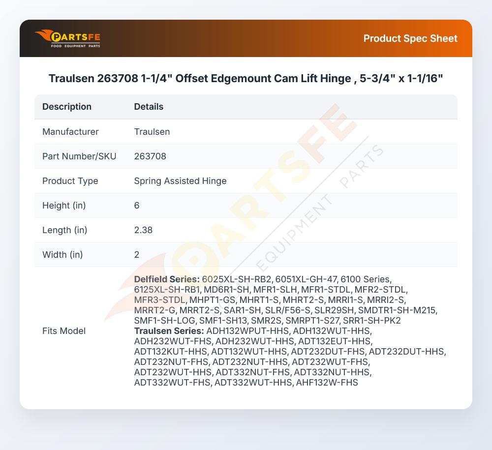 Traulsen 263708 Door Hinge Assembly