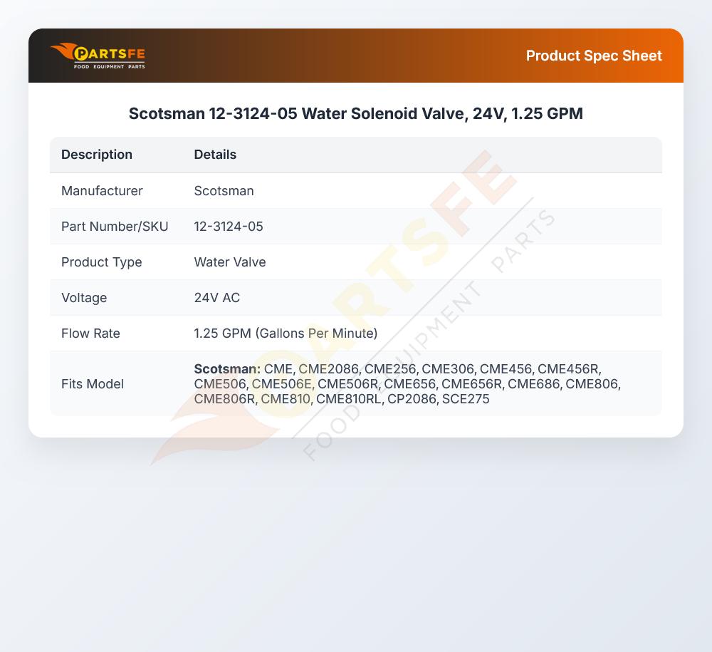 Scotsman 12-3124-05 Water Solenoid Valve 24V