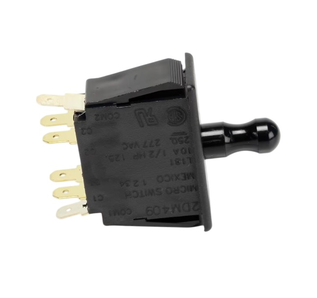 Southbend 1177566 Range Switch Push Button Door W/ 6"x3/16" Black  Tab Term, 125/250V 1/2" X 1-1/2"