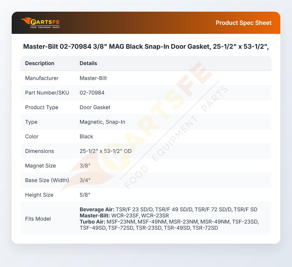 Master-Bilt 02-70984 Door Gasket
