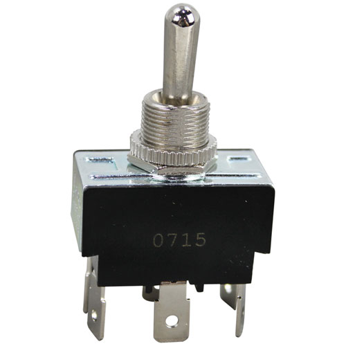 Star Mfg Z6863 20A/125-277V DPDT Toggle Switch W/ 1/2" Hole, Black/Silver