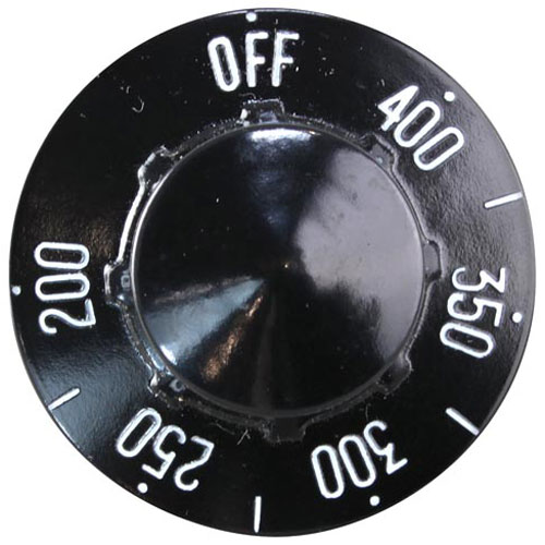 Star Mfg 2R-1182156 Thermostat Knob 2-1/4" DIA, OFF 400-200F, Mount .187", Flat Up With White Numbers