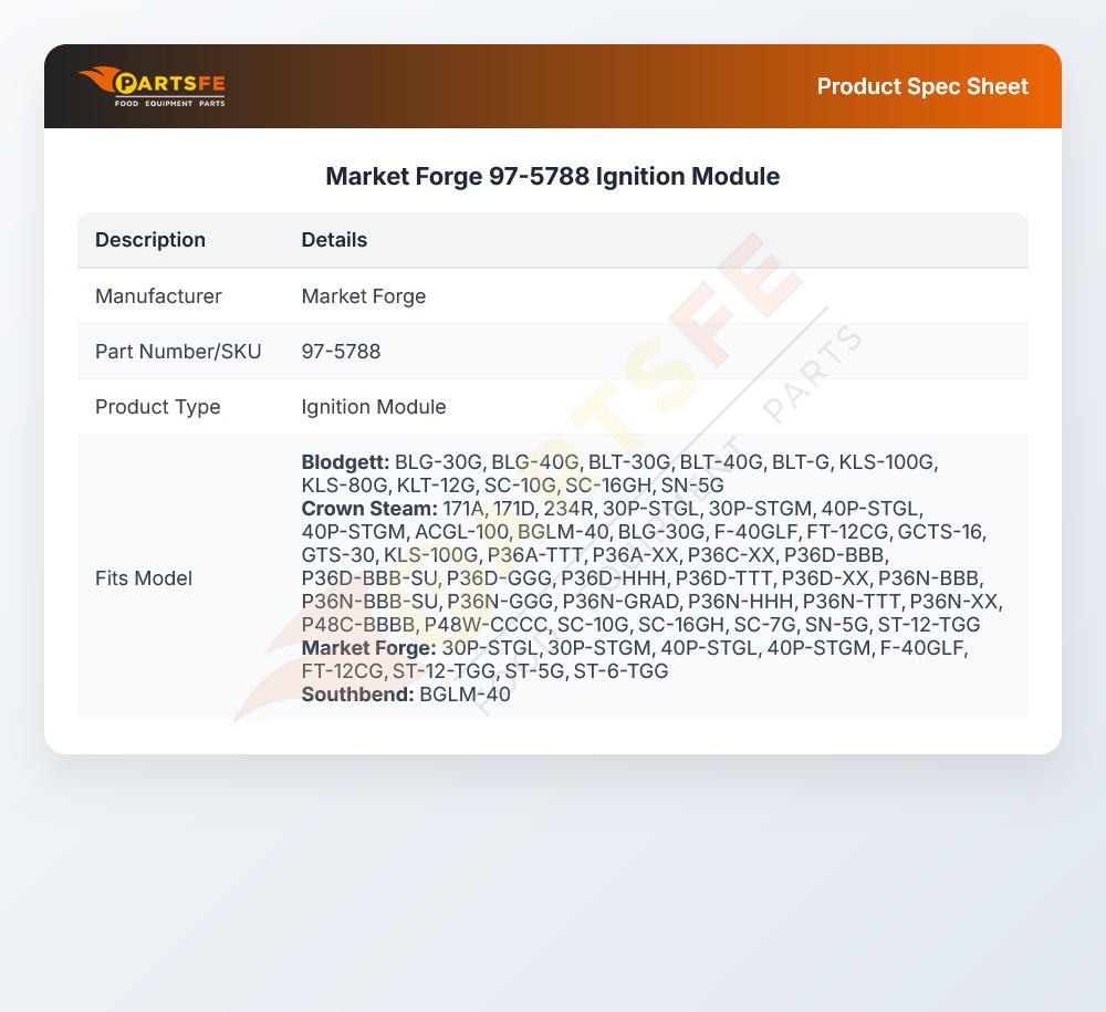 Market Forge 97-5788 Ignition Module