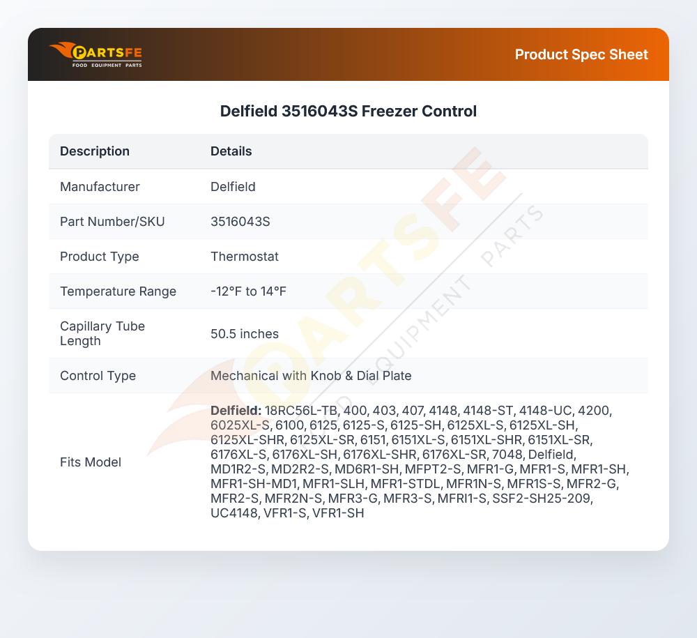 Delfield 3516043S Freezer Control
