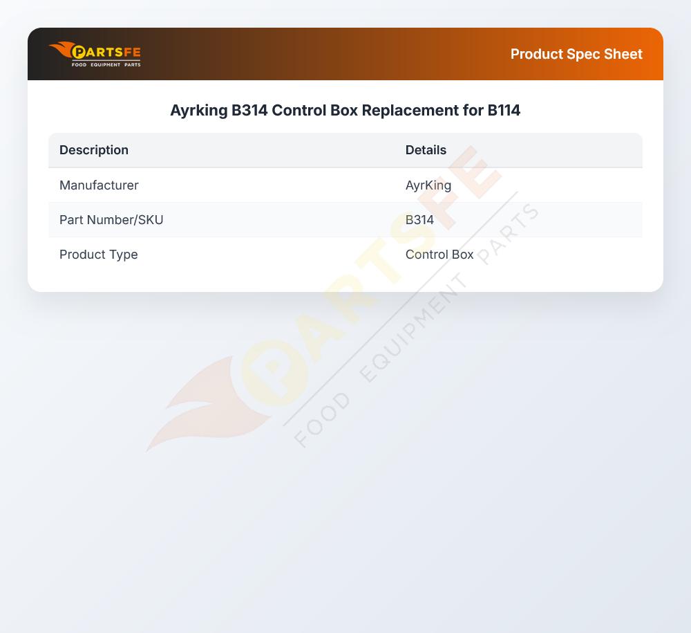 Ayrking B314 Control Box Replacement for B114