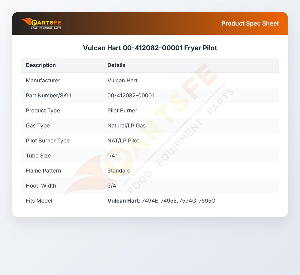 Vulcan Hart 00-412082-00001 Fryer Pilot