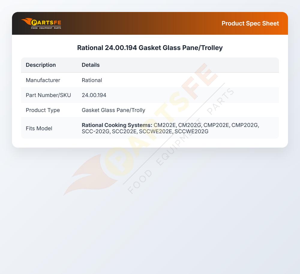 Rational 24.00.194 Gasket Glass Pane/Trolley
