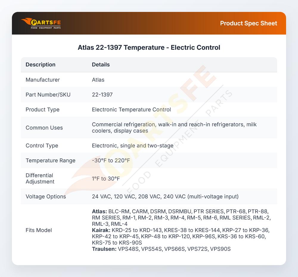 Atlas 22-1397 Electric Temperature Control