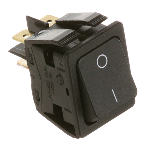 Prince Castle 78-196S Black Rocker On/Off Switch W/4x1/4" Tab Terminals DPST