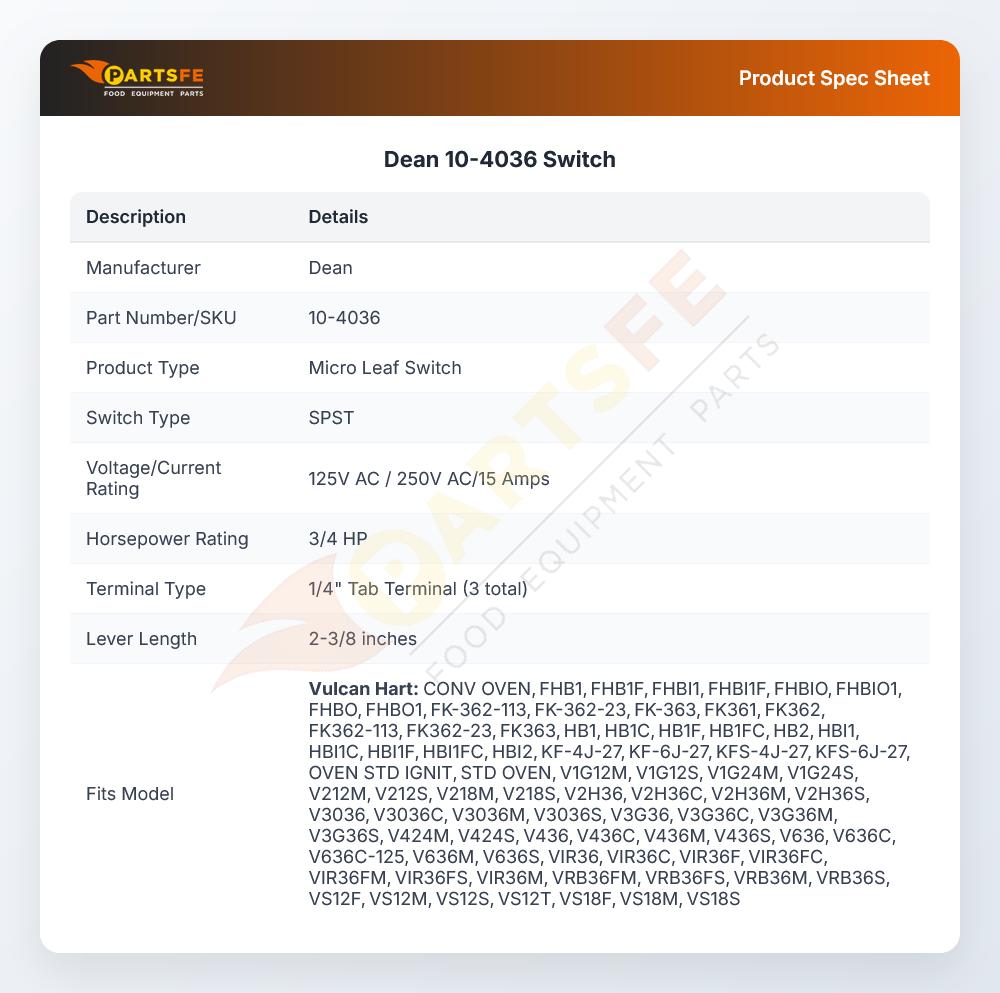 Dean 10-4036 Switch