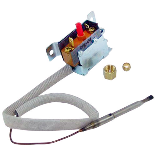 Keating 004341 Fryer Hi-Limit Thermostat W/Insulation Sleeving 1/4" X 4"bulb Cap 30"