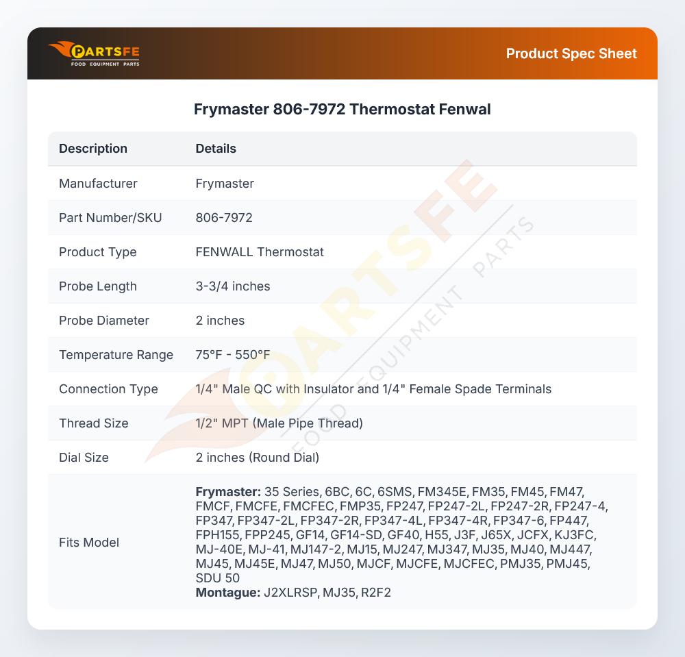 Frymaster 806-7972 Thermostat Fenwal