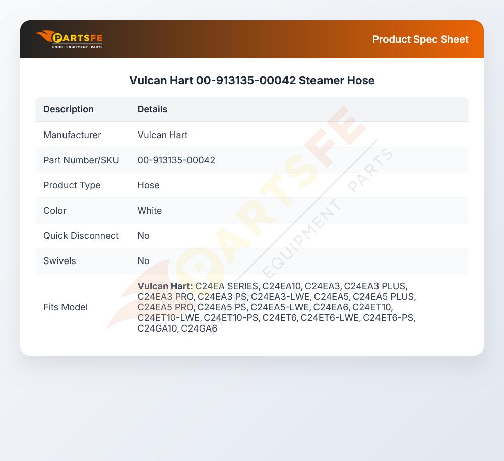 Vulcan Hart 00-913135-00042 Steamer Hose