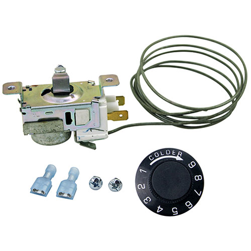 TRUE 800386 Refrigerator Cold Control W/ Dial & Mounting Screws 14.2 to 24.1 F TEMP 42" Capillary Slot Stem 1/4" Female Push-Ons