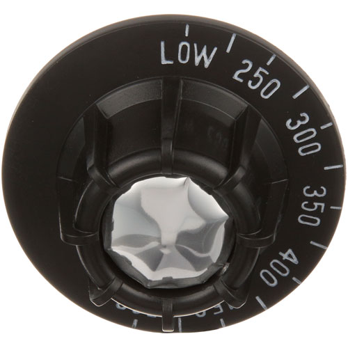 Montague 1977-1 Range Flat Down Thermostat Knob For Oven Dial 2-1/2" DIA LOW-250-500&deg;F Mount .290" Position Flat at