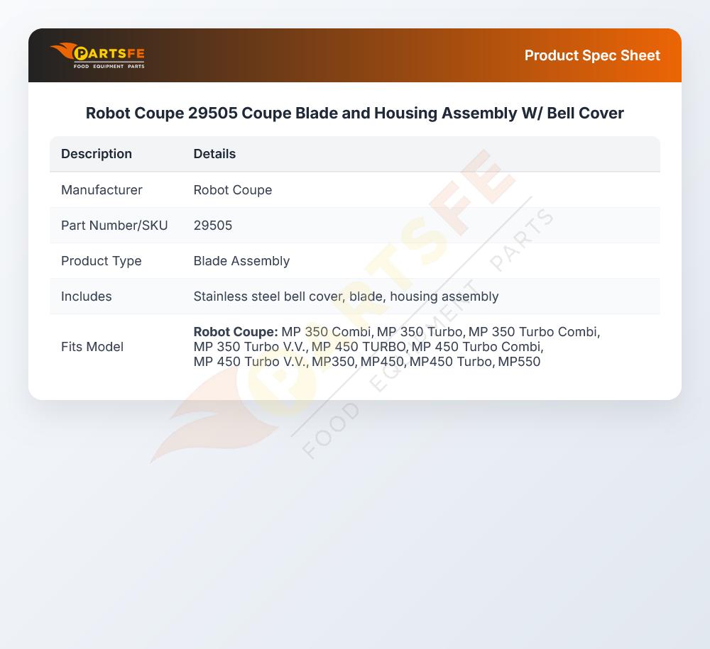 Robot Coupe 29505 Coupe Blade & Housing Assembly W/ Bell Cover