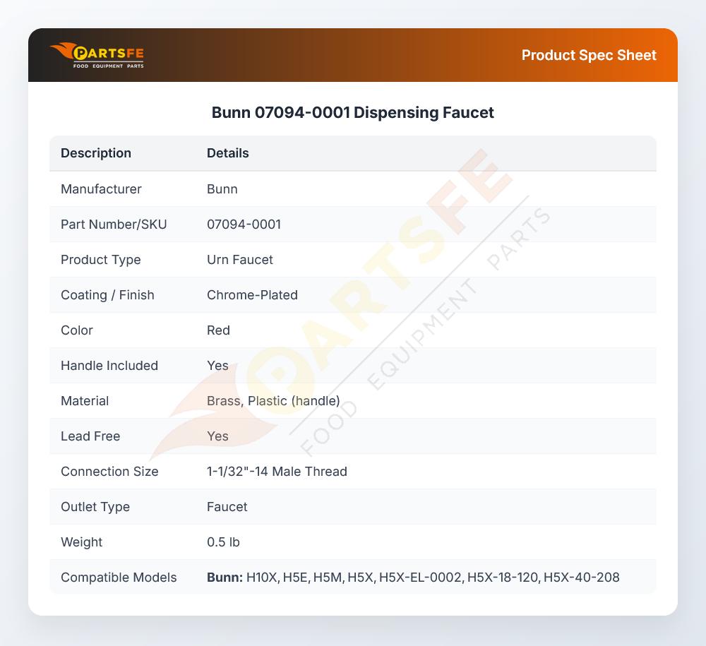 Bunn 07094-0001 Dispensing Faucet