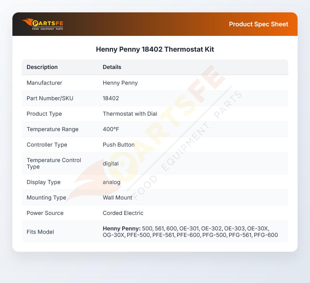 Henny Penny 18402 Thermostat Kit