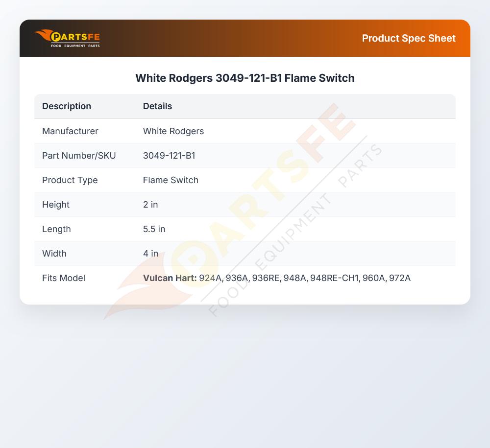 White Rodgers 3049-121-B1 Flame Switch