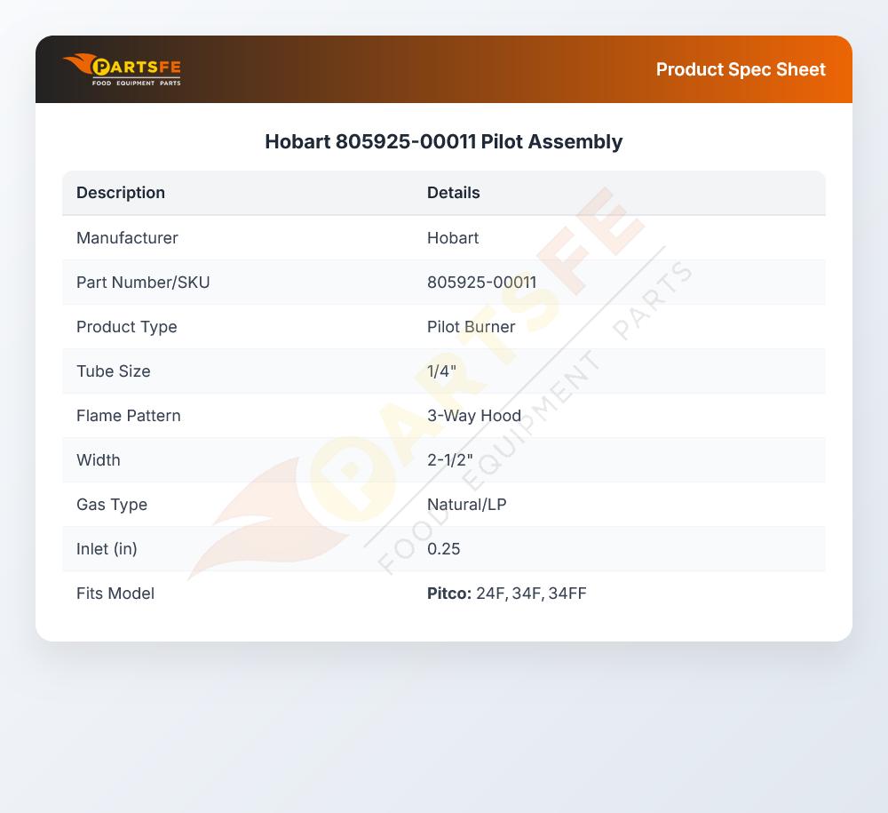 Hobart 805925-00011 Pilot Assembly