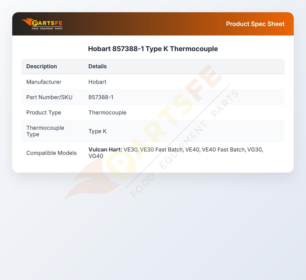 Hobart 857388-1 Thermocouple Type K