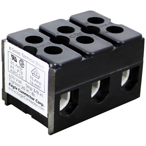 Cecilware B000AL 3-Pole Terminal Block, 600V, 85A